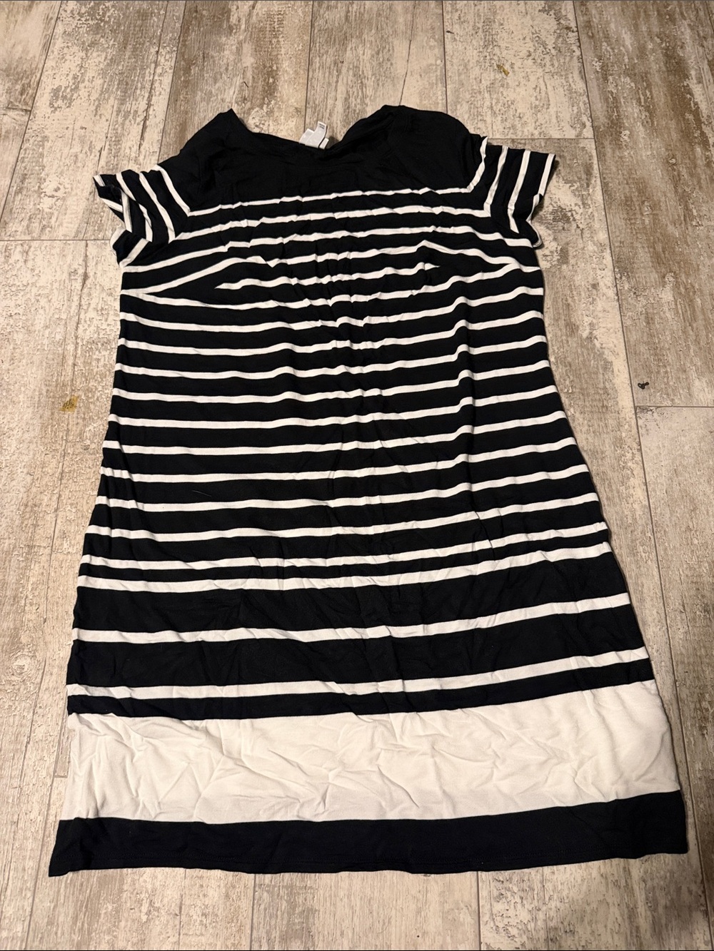 Ava & Viv Black and White Striped Asymmetrical Dress
